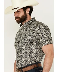 Gibson Men's Queen of Spades Medallion Print Short Sleeve Button-Down Western Shirt