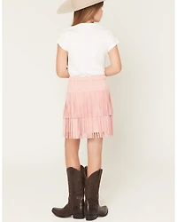Shyanne Girls' Faux Suede Studded Fringe Mini Skirt