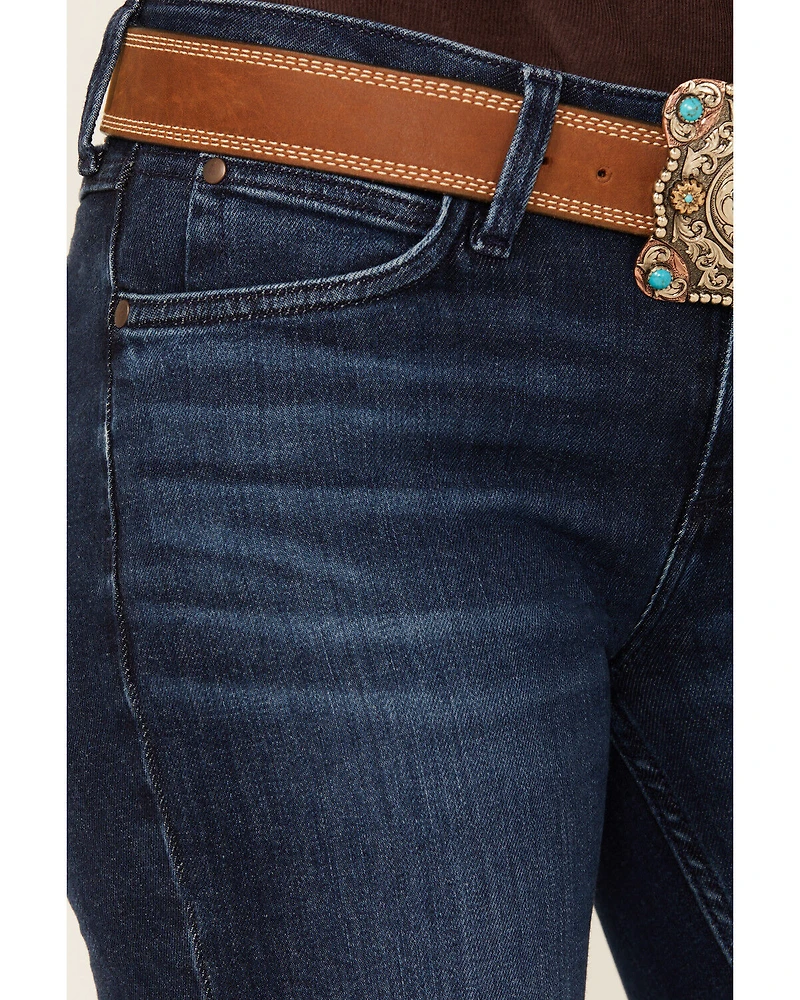 Wrangler Retro Women's Cassie Dark Wash Mid Rise Trouser Stretch Denim Jeans