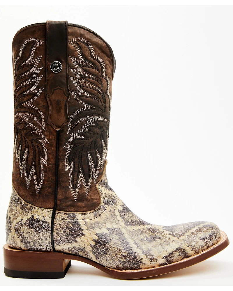 Tanner Mark Men's Rattlesnake Print Western Boots - Broad Square Toe