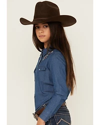Shyanne Girls' Fairview Chambray Long Sleeve Snap Western Shirt