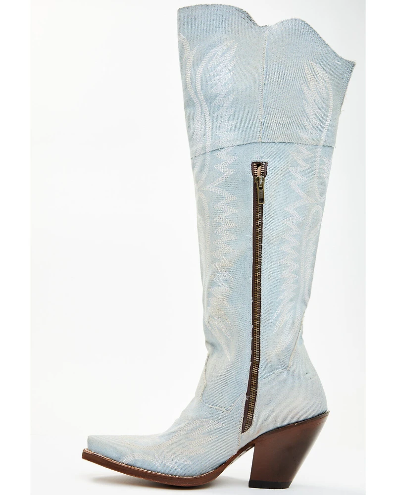 Dan Post Women's Denim Tall Western Boots - Snip Toe