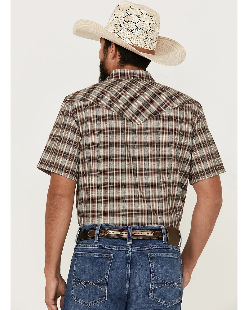 Cody James Men's Grit Plaid Print Short Sleeve Snap Western Shirt - Tall