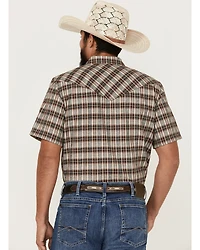 Cody James Men's Grit Plaid Print Short Sleeve Snap Western Shirt - Tall