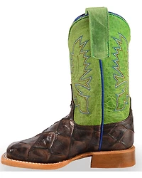 Horse Power Boys' Brown Filet Of Fish Print Boots - Square Toe