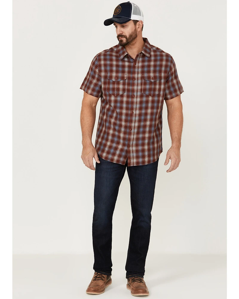 Brothers and Sons Men's Plaid Casual Woven Short Sleeve Button-Down Western Shirt