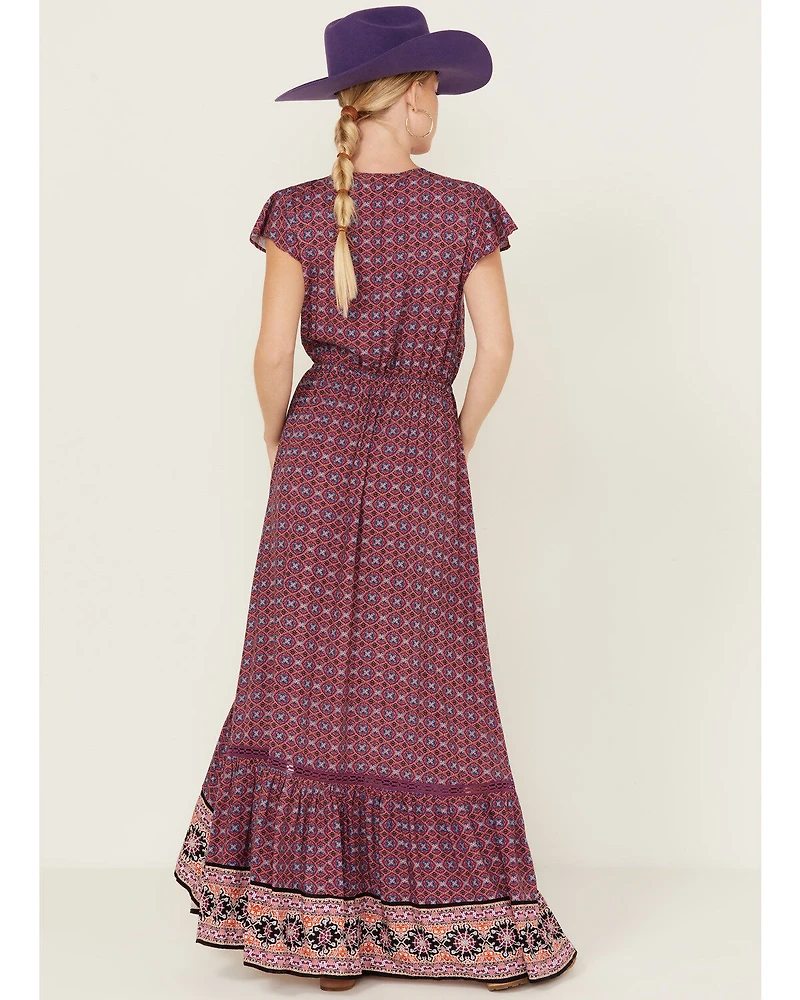 Beyond The Radar Women's Border Print Picnic High-Low Dress