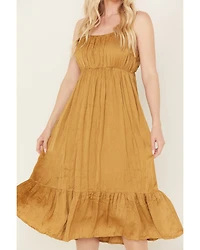 Mystree Women's Satin Ruffle Cami Midi Dress