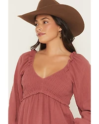 Yura Women's Long Sleeve Smocked Top