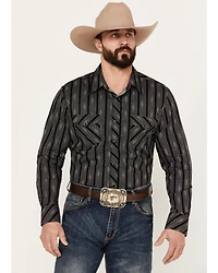 Rock & Roll Denim Men's Geo Print Striped Long Sleeve Western Snap Shirt