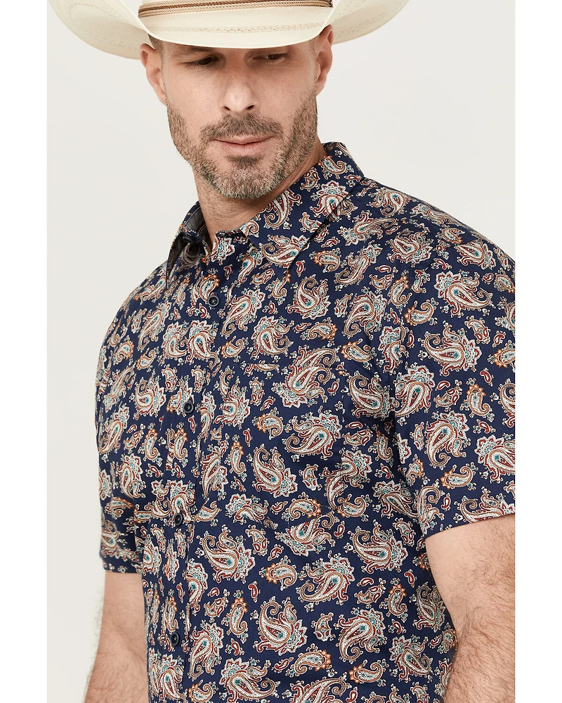 Cody James Men's Grand Finale Paisley Print Short Sleeve Button-Down Stretch Western Shirt
