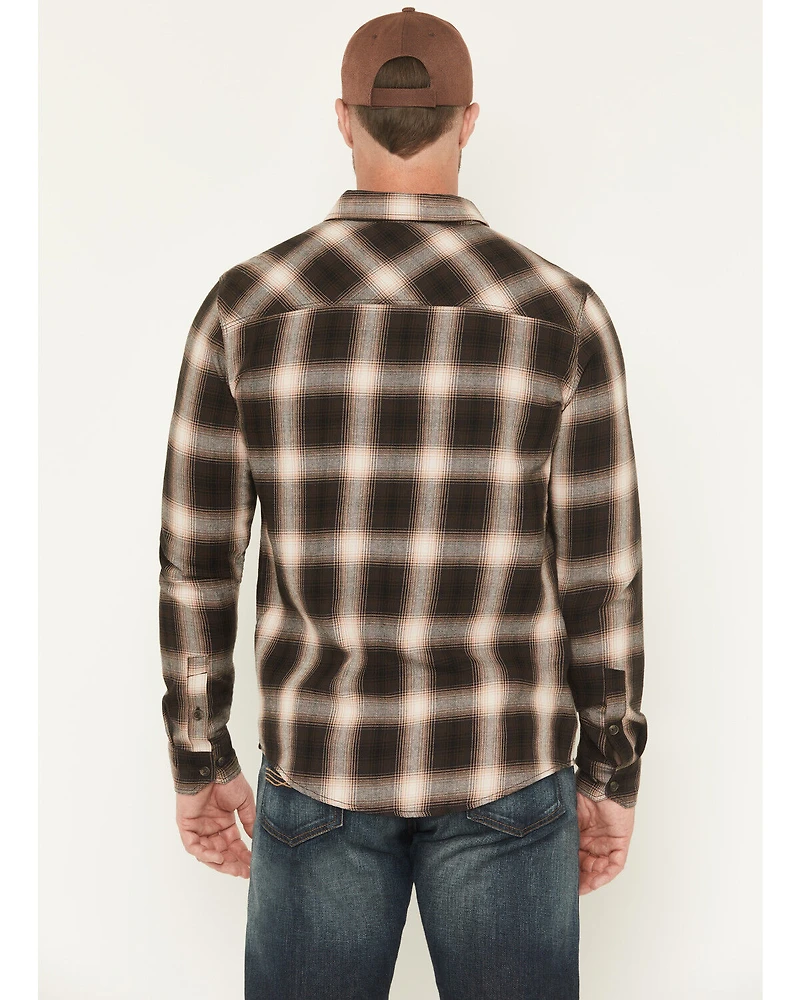 Brothers and Sons Men's Redwood Plaid Print Long Sleeve Button-Down Flannel Shirt