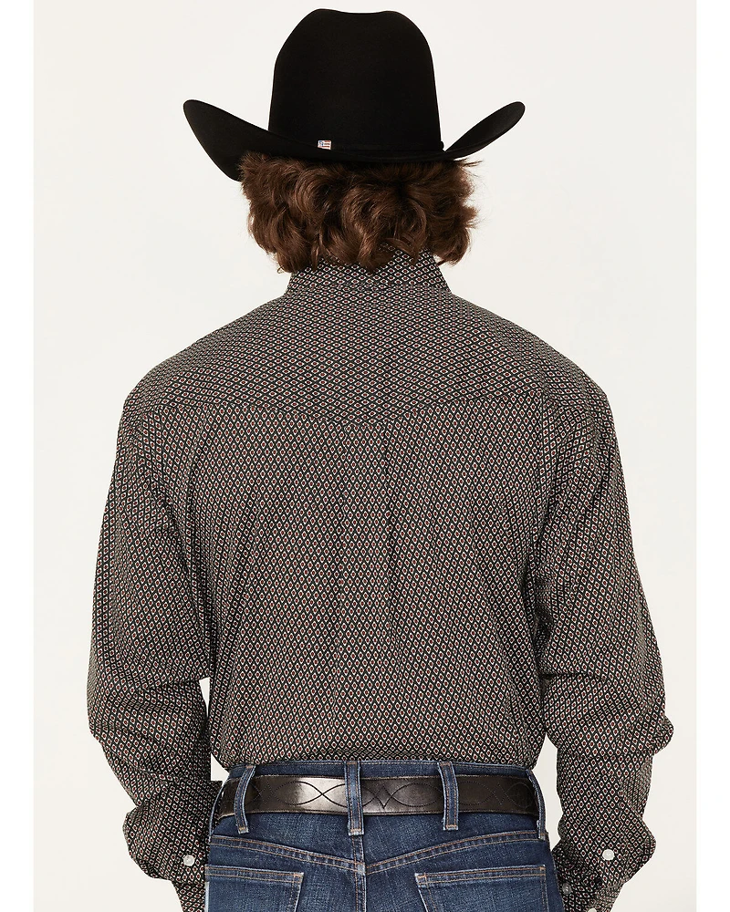 Roper Men's Geo Print Long Sleeve Button Down Stretch Western Shirt