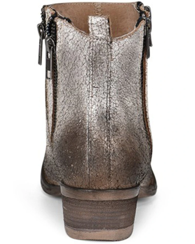 Circle G Women's White & Black Zipper Fashion Booties - Round Toe