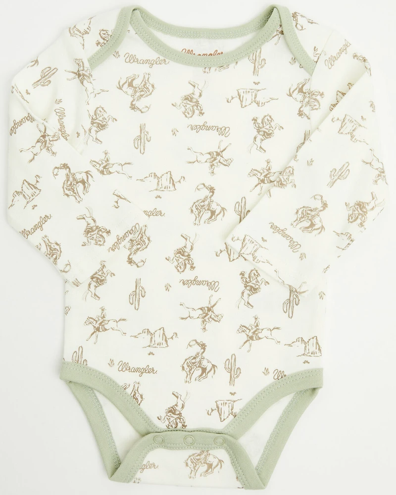 Wrangler Infant Boys' Cowboy Sunset Onesie Set - 3 Piece