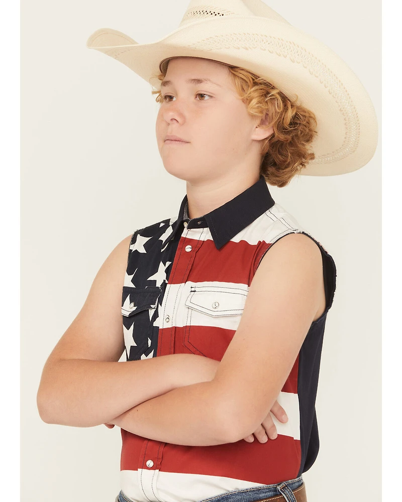 Cody James Boys' 2nd Amendment Bubba Sleeveless Snap Western Shirt