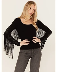 Idyllwind Women's Doris Studded Fringe Long Sleeve Top