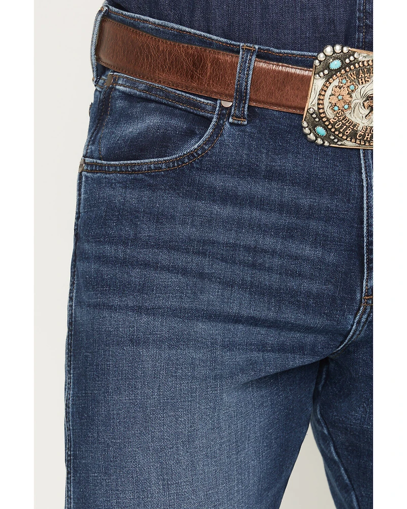 Wrangler Retro Men' Dark Wash Relaxed Bootcut Stretch Denim Jeans