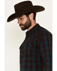 Moonshine Spirit Men's Vineyard Plaid Print Long Sleeve Snap Western Shirt