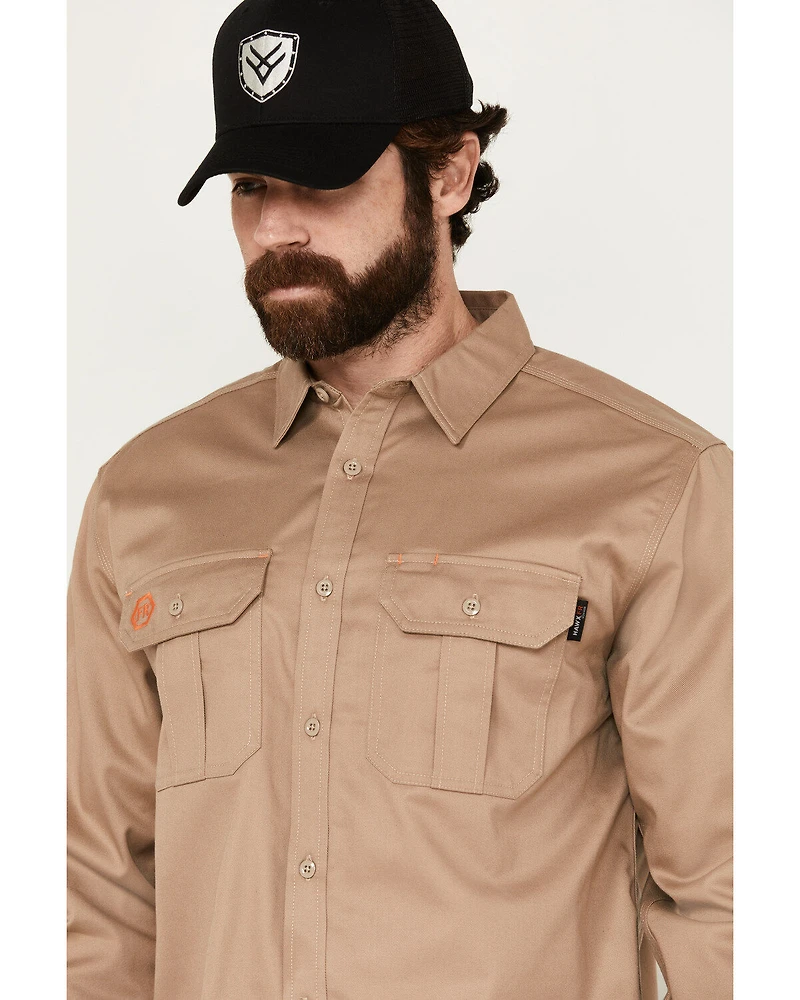 Hawx Men's FR Woven Long Sleeve Button-Down Work Shirt -Tall