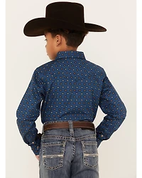 Cody James Boys' Prime Time Geo Print Long Sleeve Western Snap Shirt