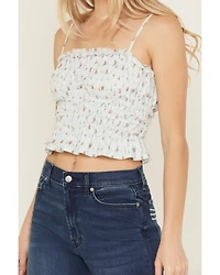 Miss Me Women's Floral Print Sleeveless Cropped Tank Top