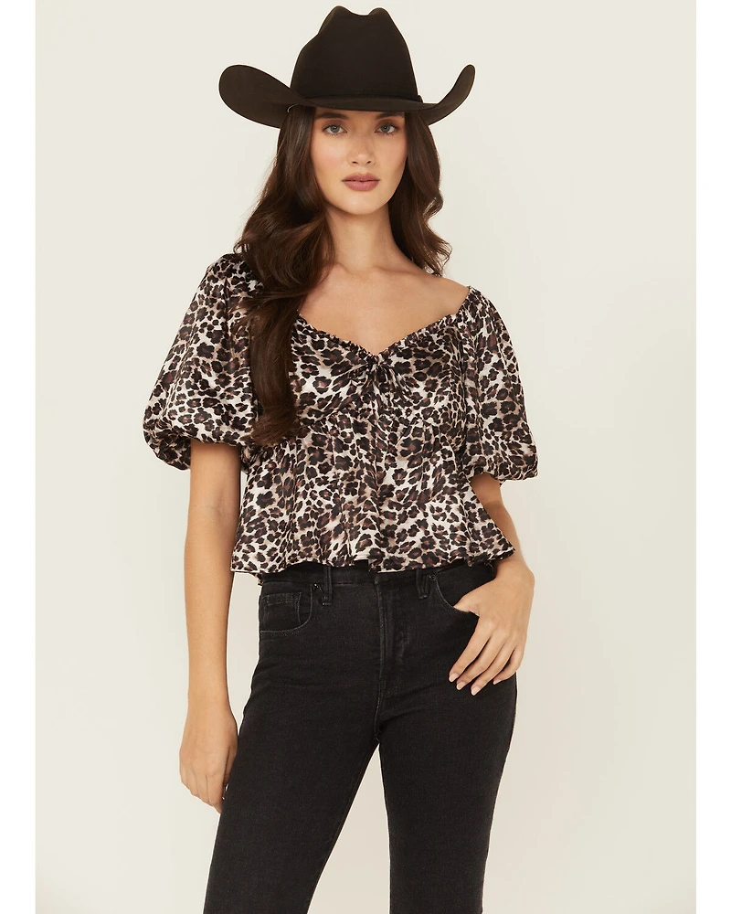 Originality Women's Leopard Print Short Sleeve Top