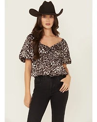 Originality Women's Leopard Print Short Sleeve Top