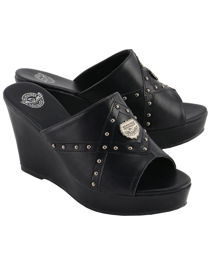 Milwaukee Leather Women's Crossover Open Toe Wedge Sandals
