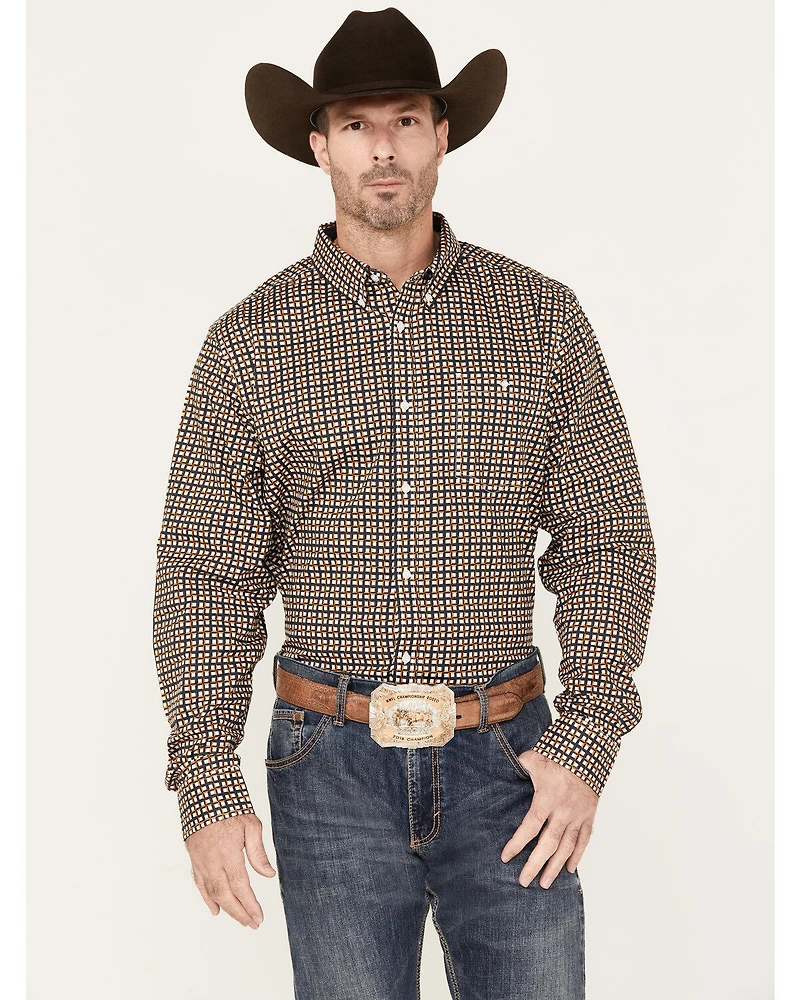 RANK 45® Men's Lightning Geo Print Long Sleeve Button-Down Stretch Western Shirt