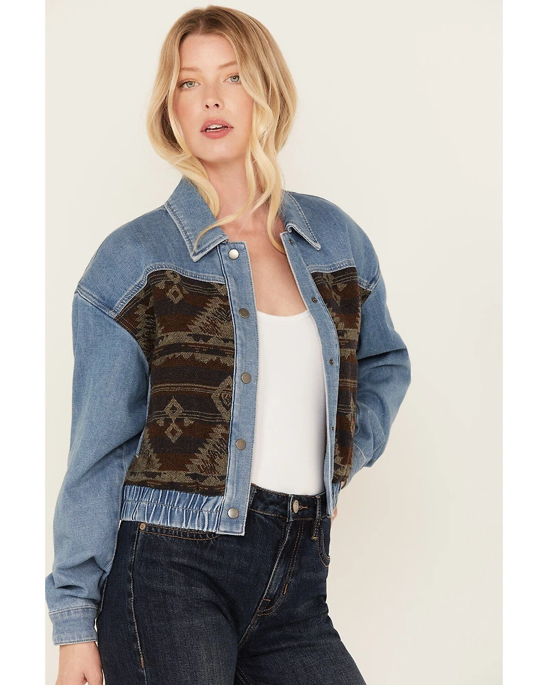 Cleo + Wolf Women's Medium Wash Denim and Blanket Jacket