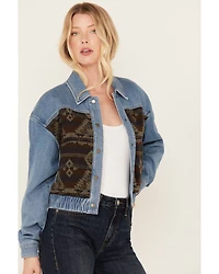 Cleo + Wolf Women's Medium Wash Denim and Blanket Jacket