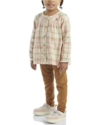 Carhartt Toddler Girls' Plaid Print Long Sleeve Button-Down Shirt And Leggings Set - 2 Piece