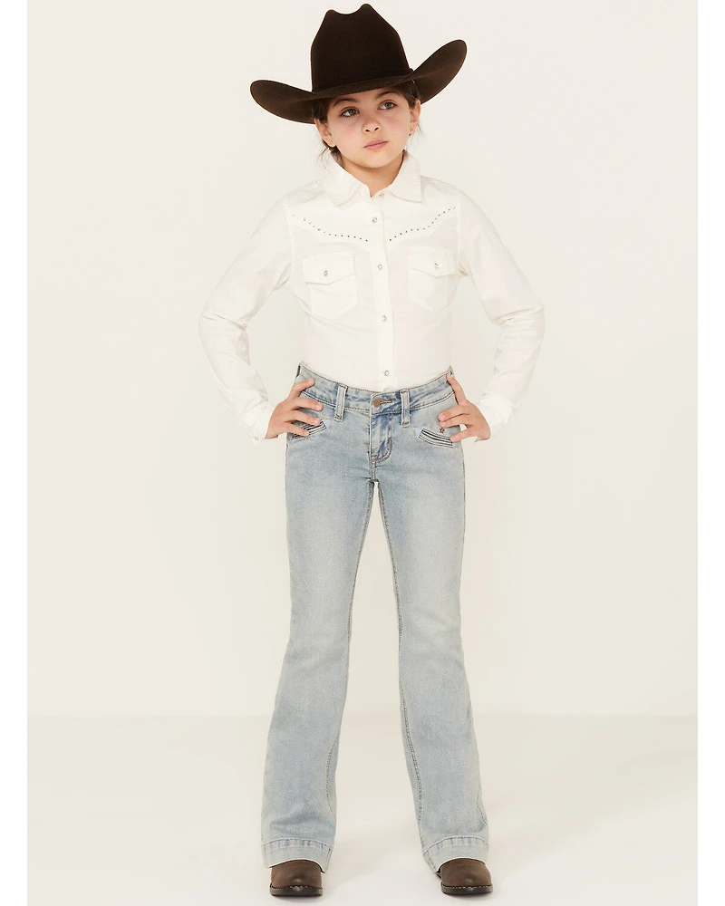 Rock & Roll Denim Girls' Light Wash Smile Pocket Trousers