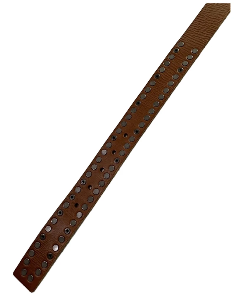 Timberland Women's Tan Studded Roller Buckle Leather Belt