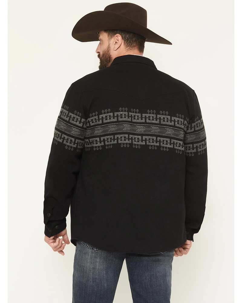 Cody James Men's Southwestern Border Print Sherpa Lined Flannel Shirt Jacket