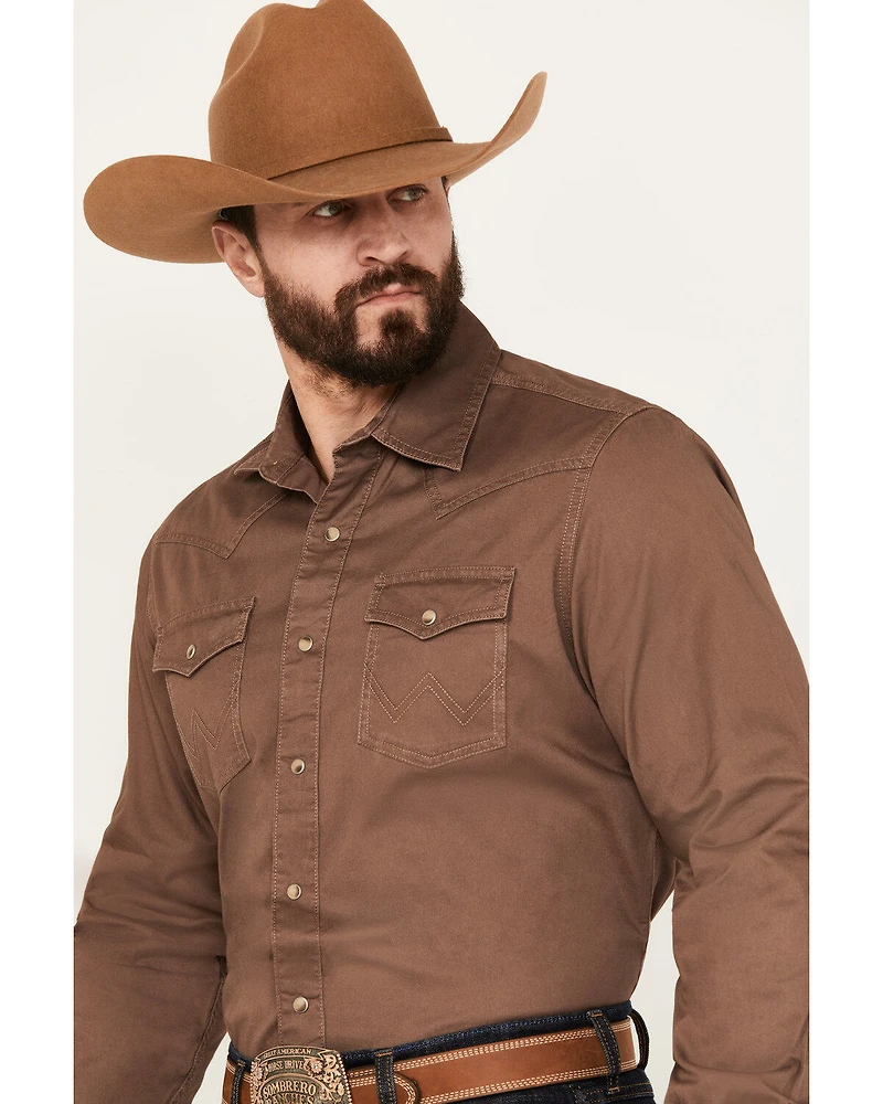Wrangler Retro Men's Premium Solid Long Sleeve Snap Western Shirt
