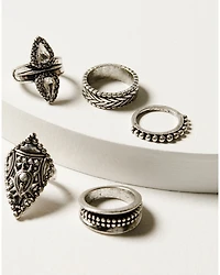 Idyllwind Women's Fairmont 5-Piece Silver Ring Set