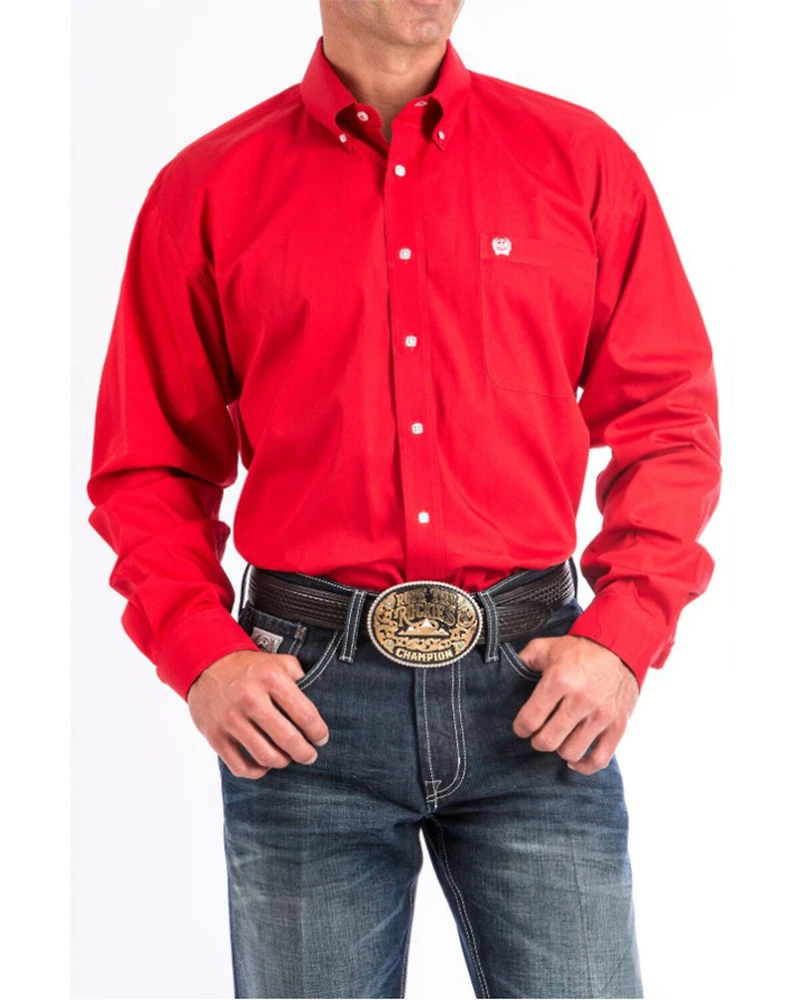 Cinch Men's Solid Long Sleeve Button-Down Western Shirt