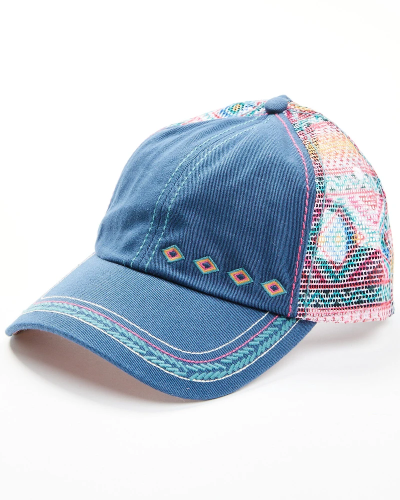 Catchfly Women's Southwestern Print Ponytail Ball Cap