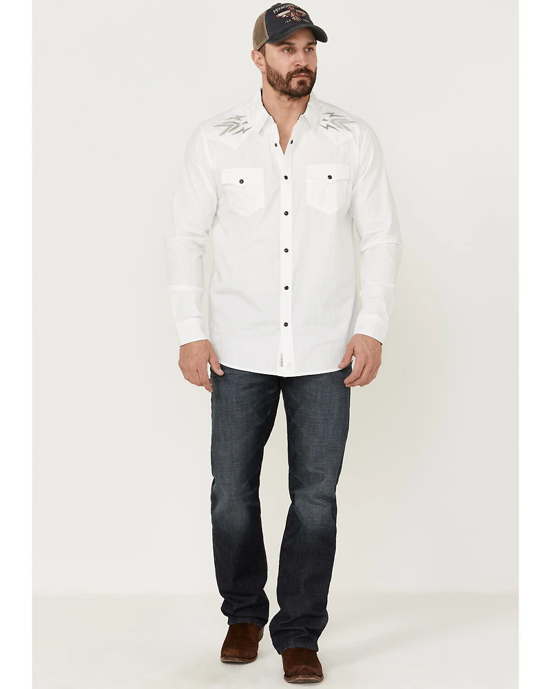 Moonshine Spirit Men's Relic Embroidered Southwestern Yoke Long Sleeve Snap Western Shirt