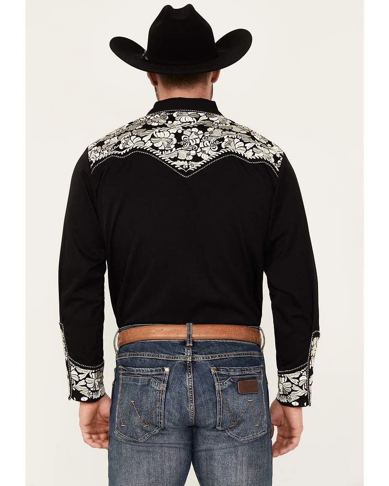 Scully Men's Embroidered Gunfighter Long Sleeve Pearl Snap Western Shirt