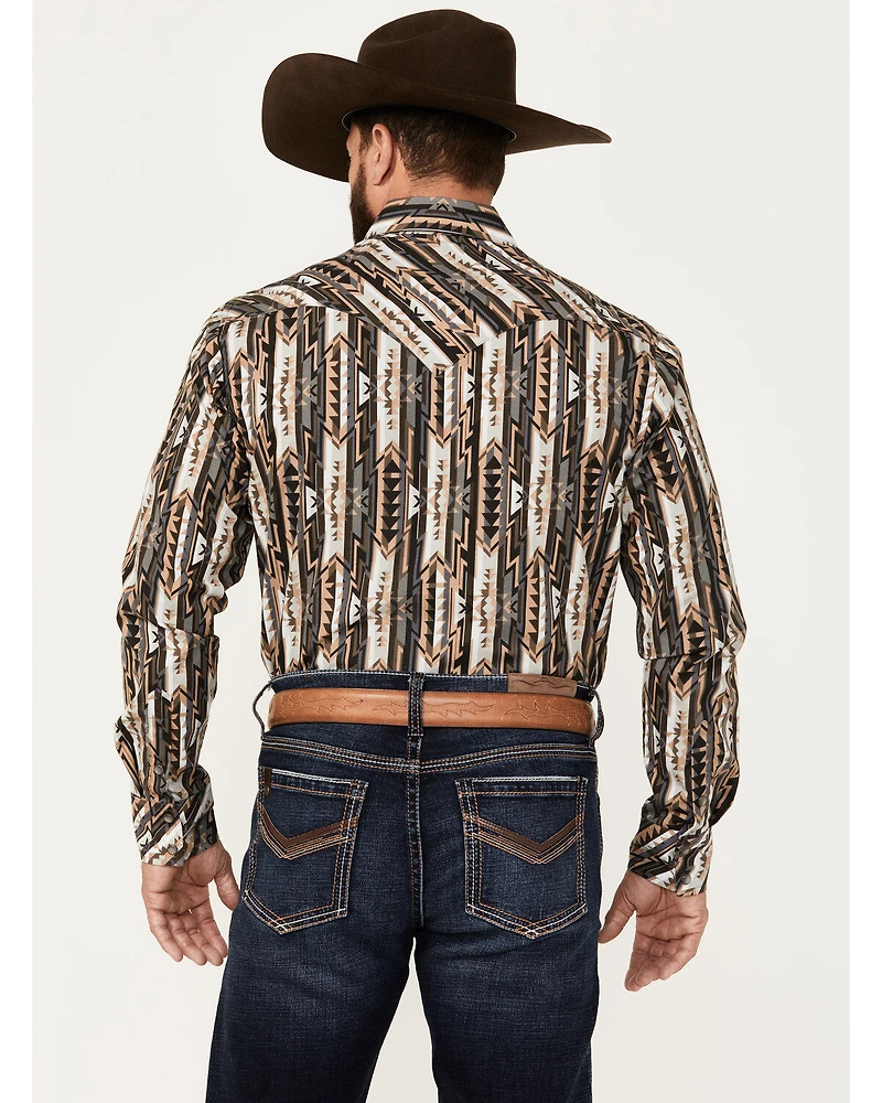 Rock & Roll Denim Men's Southwestern Print Vintage Stretch Western Shirt
