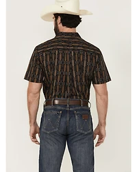 Cody James Men's Cactus Dobby Striped Print Short Sleeve Button-Down Stretch Western Shirt