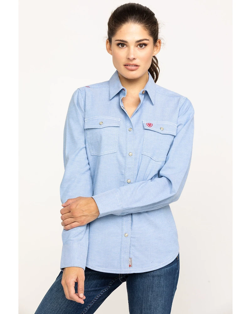 Ariat Women's FR Solid DuraStretch Long Sleeve Snap Work Shirt