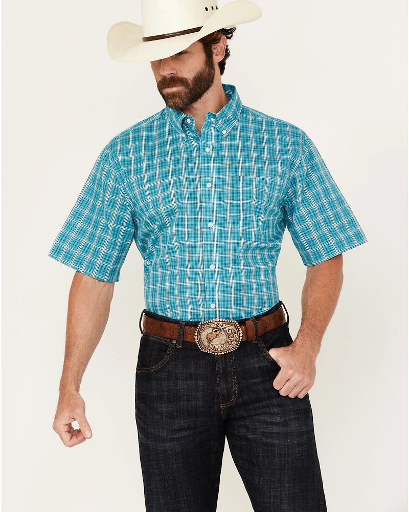 Wrangler Riata Men's Boot Barn Exclusive Assorted Plaid Print Short Sleeve Button-Down Stretch Western Shirt
