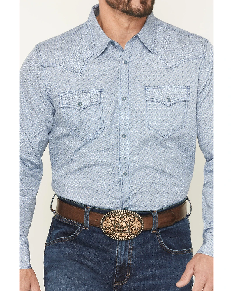 Cody James Men's Coastal Cowboy Micro Geo Print Long Sleeve Snap Western Shirt