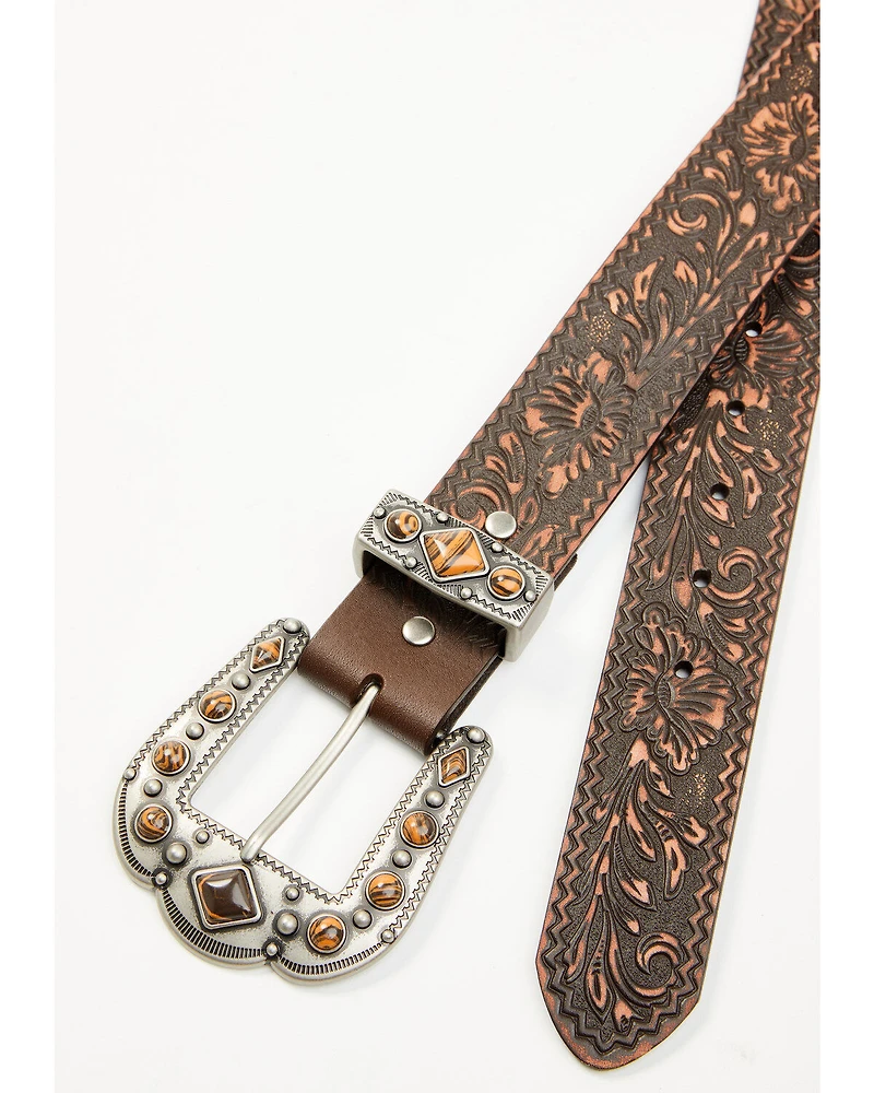 Shyanne Women's Stone Buckle Tooled Belt