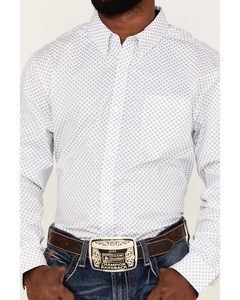 RANK 45® Men's Mash Up Floral Geo Print Long Sleeve Button-Down Western Shirt
