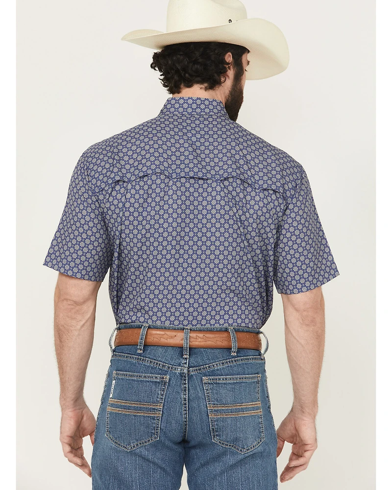 Cinch Men's Floral Geo Print Short Sleeve Button-Down Performance Stretch Western Shirt